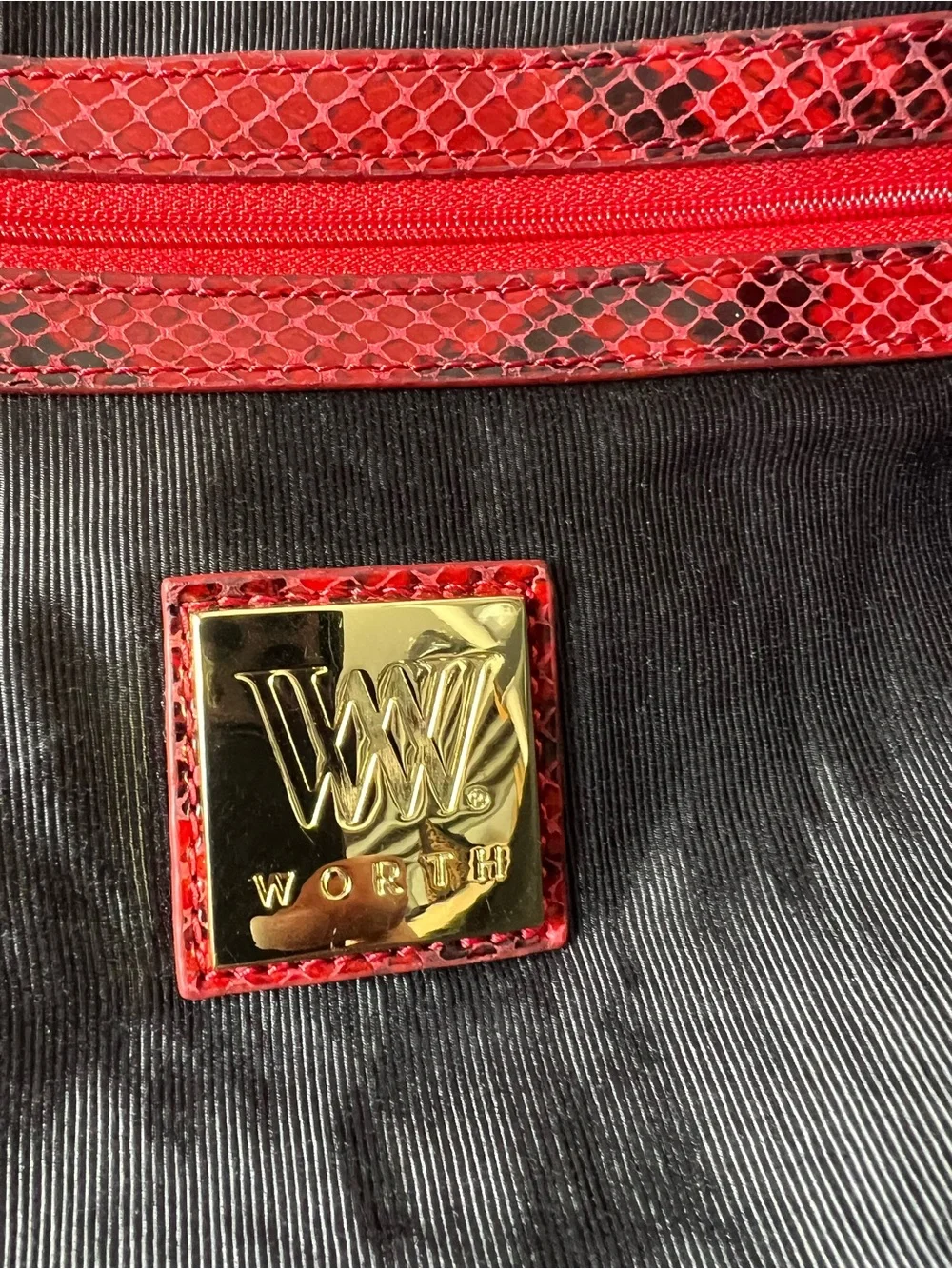 Worth New York Red Studded Snake Print Genuine Leather Shoulder Bag 🔥 Hobo